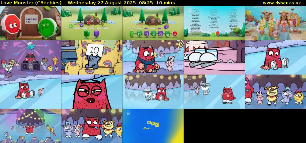 Love Monster (CBeebies) Wednesday 27 August 2025 08:25 - 08:35