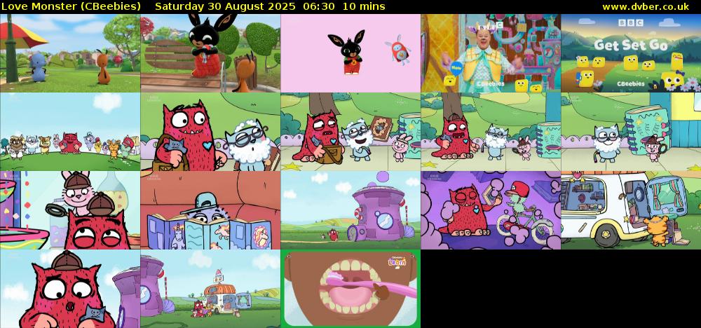 Love Monster (CBeebies) Saturday 30 August 2025 06:30 - 06:40