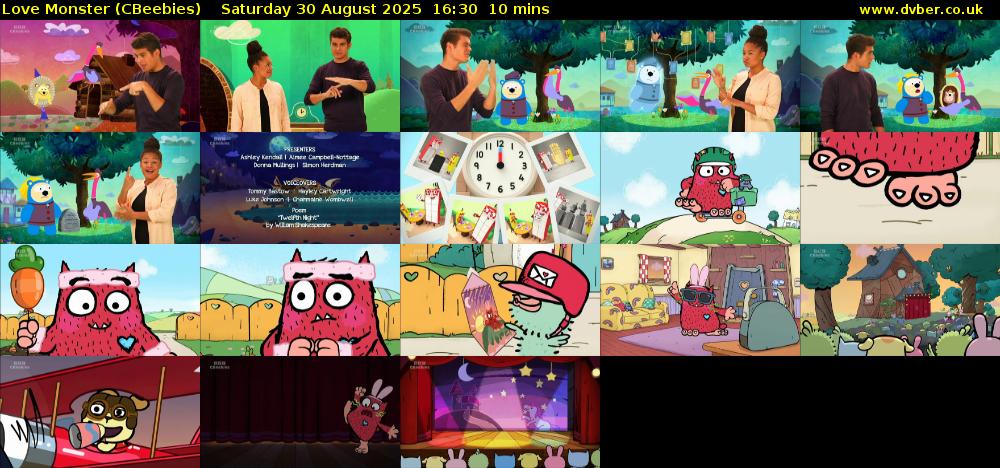 Love Monster (CBeebies) Saturday 30 August 2025 16:30 - 16:40