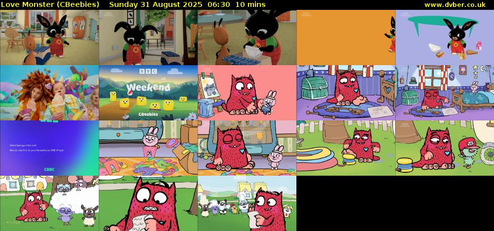 Love Monster (CBeebies) Sunday 31 August 2025 06:30 - 06:40