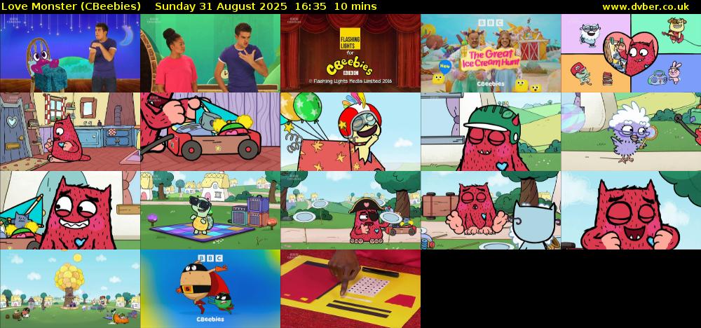 Love Monster (CBeebies) Sunday 31 August 2025 16:35 - 16:45