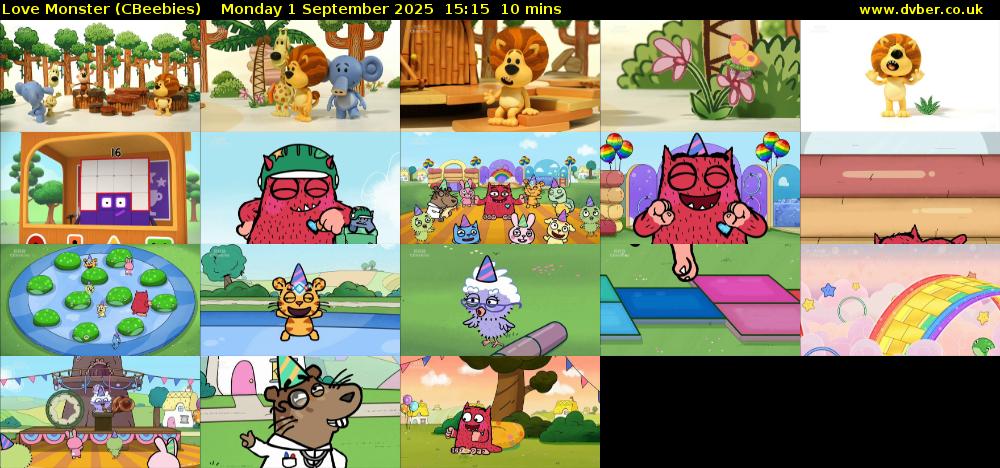 Love Monster (CBeebies) Monday 1 September 2025 15:15 - 15:25