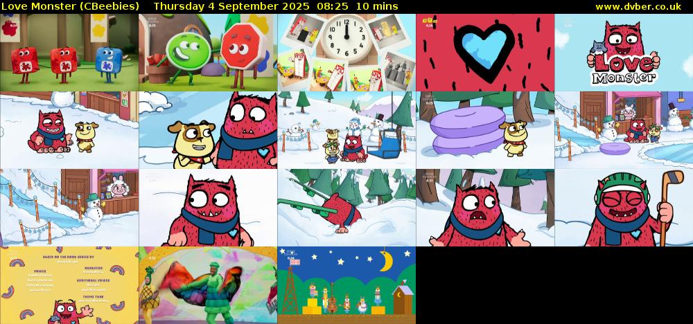 Love Monster (CBeebies) Thursday 4 September 2025 08:25 - 08:35