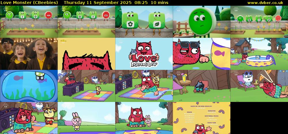Love Monster (CBeebies) Thursday 11 September 2025 08:25 - 08:35