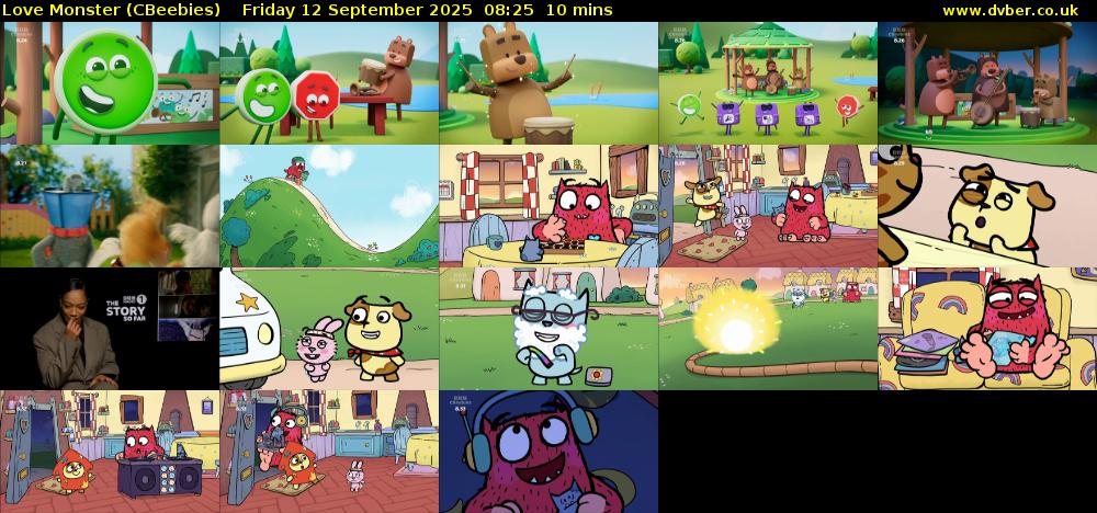 Love Monster (CBeebies) Friday 12 September 2025 08:25 - 08:35