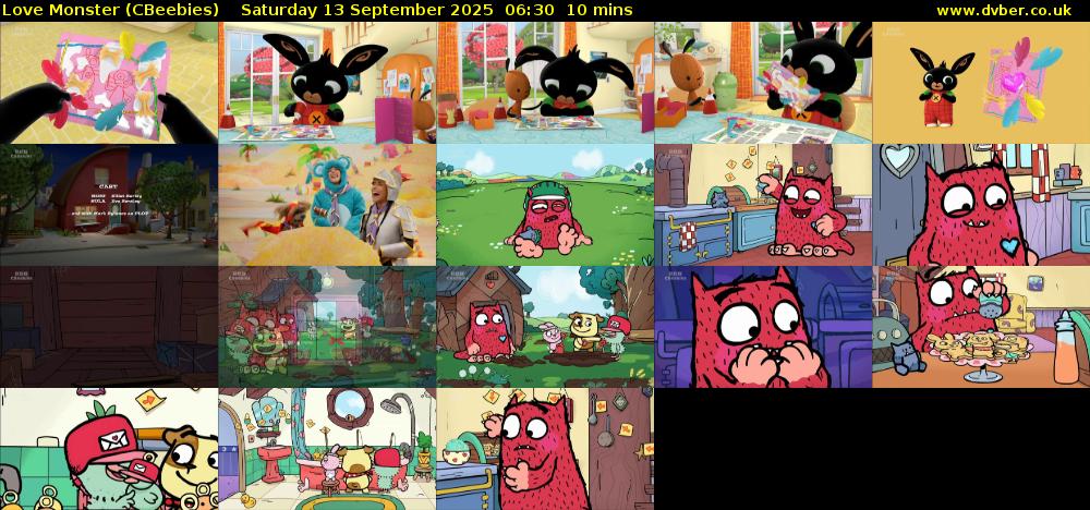 Love Monster (CBeebies) Saturday 13 September 2025 06:30 - 06:40