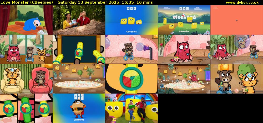 Love Monster (CBeebies) Saturday 13 September 2025 16:35 - 16:45