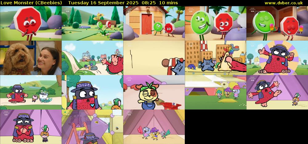 Love Monster (CBeebies) Tuesday 16 September 2025 08:25 - 08:35