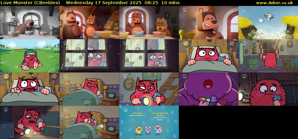 Love Monster (CBeebies) Wednesday 17 September 2025 08:25 - 08:35