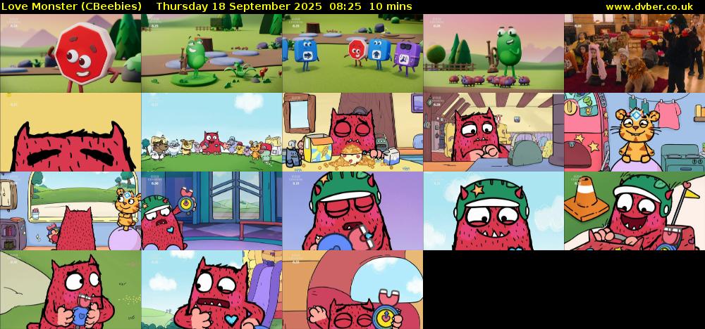 Love Monster (CBeebies) Thursday 18 September 2025 08:25 - 08:35