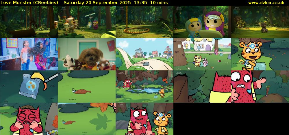 Love Monster (CBeebies) Saturday 20 September 2025 13:35 - 13:45