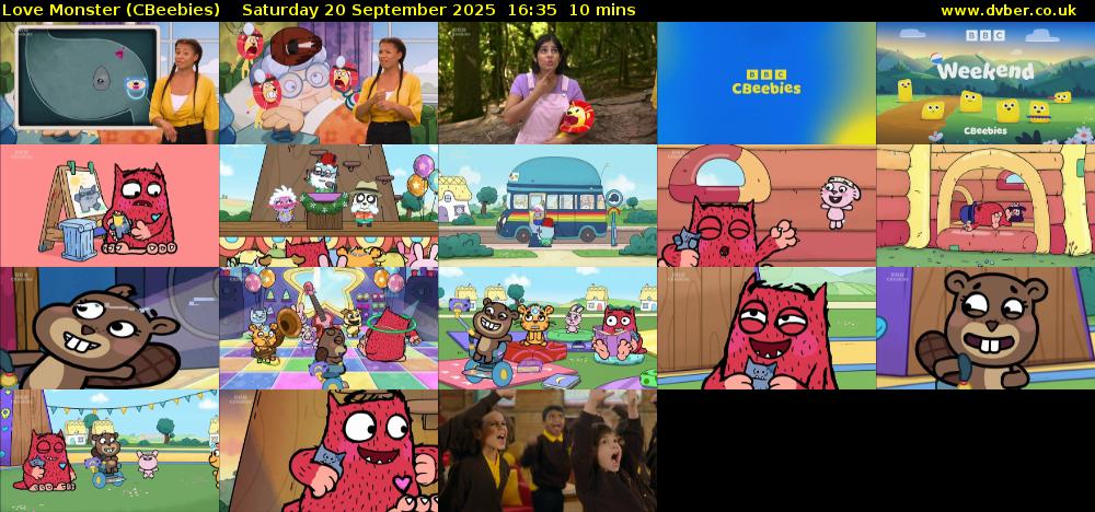 Love Monster (CBeebies) Saturday 20 September 2025 16:35 - 16:45