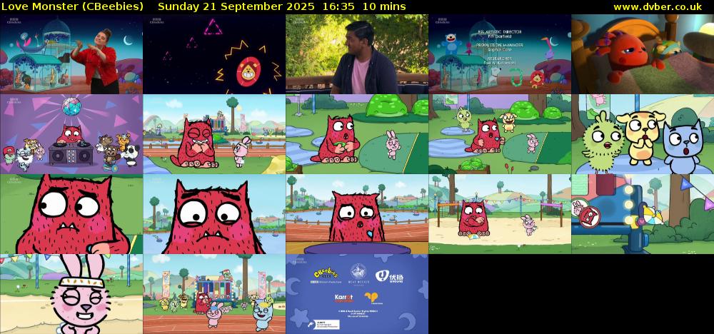 Love Monster (CBeebies) Sunday 21 September 2025 16:35 - 16:45