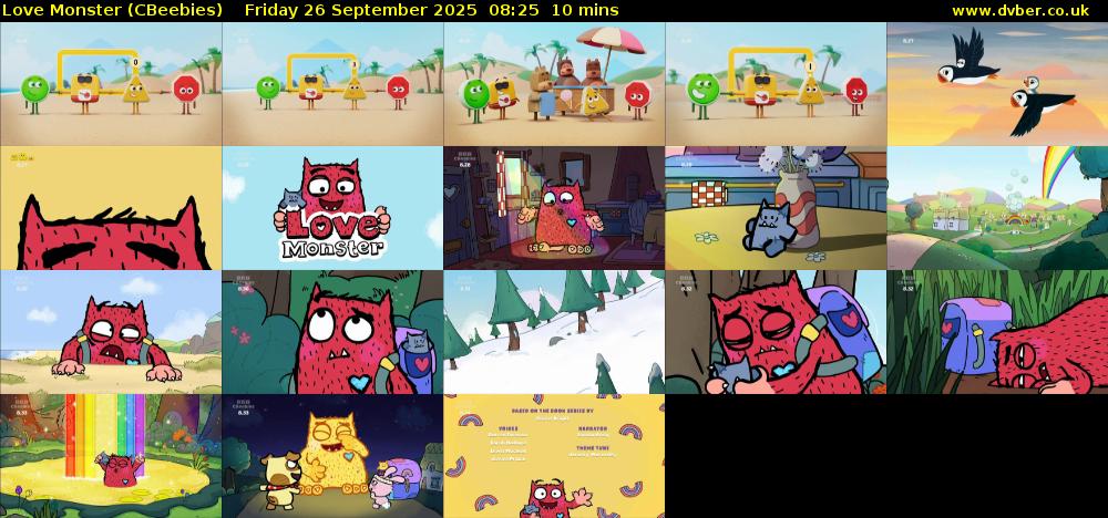 Love Monster (CBeebies) Friday 26 September 2025 08:25 - 08:35