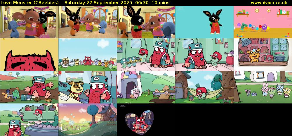 Love Monster (CBeebies) Saturday 27 September 2025 06:30 - 06:40