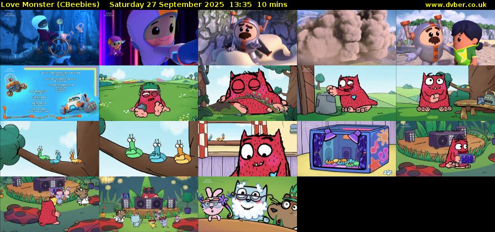 Love Monster (CBeebies) Saturday 27 September 2025 13:35 - 13:45