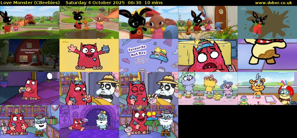 Love Monster (CBeebies) Saturday 4 October 2025 06:30 - 06:40