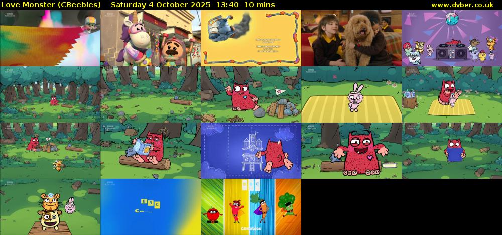 Love Monster (CBeebies) Saturday 4 October 2025 13:40 - 13:50