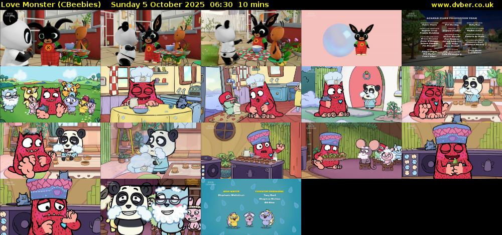 Love Monster (CBeebies) Sunday 5 October 2025 06:30 - 06:40