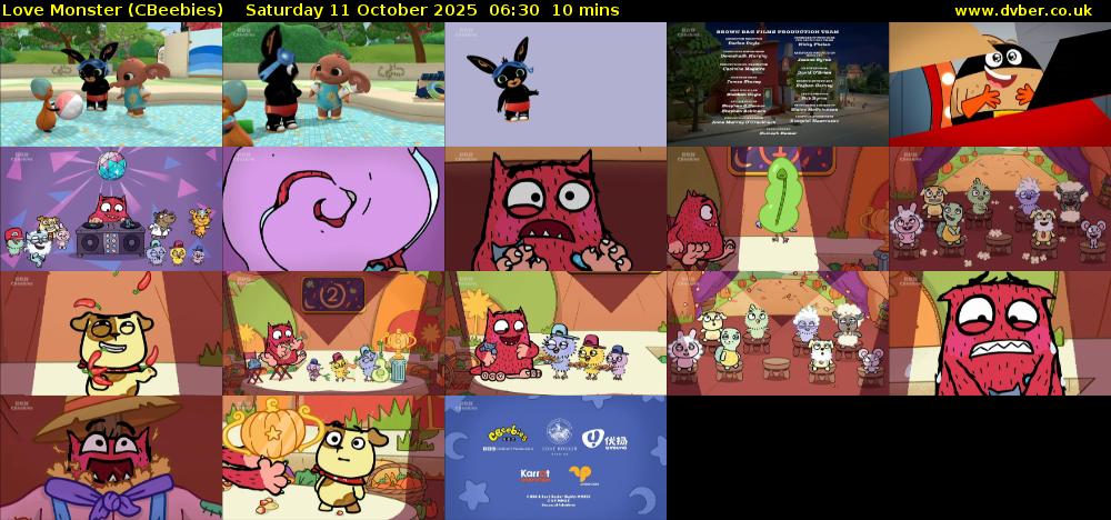 Love Monster (CBeebies) Saturday 11 October 2025 06:30 - 06:40