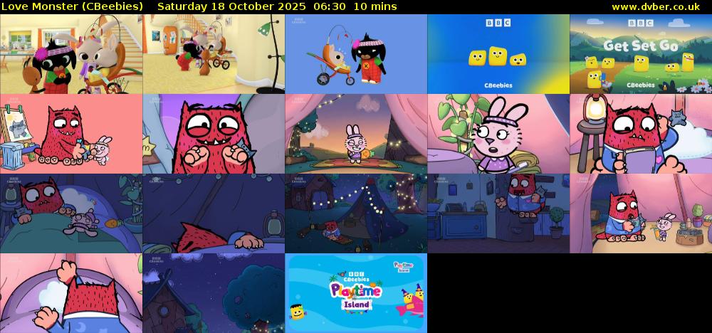 Love Monster (CBeebies) Saturday 18 October 2025 06:30 - 06:40