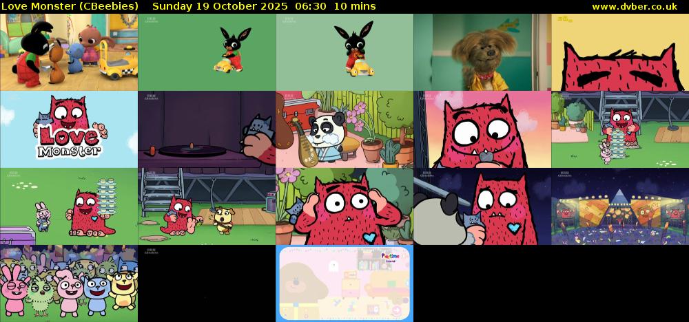Love Monster (CBeebies) Sunday 19 October 2025 06:30 - 06:40