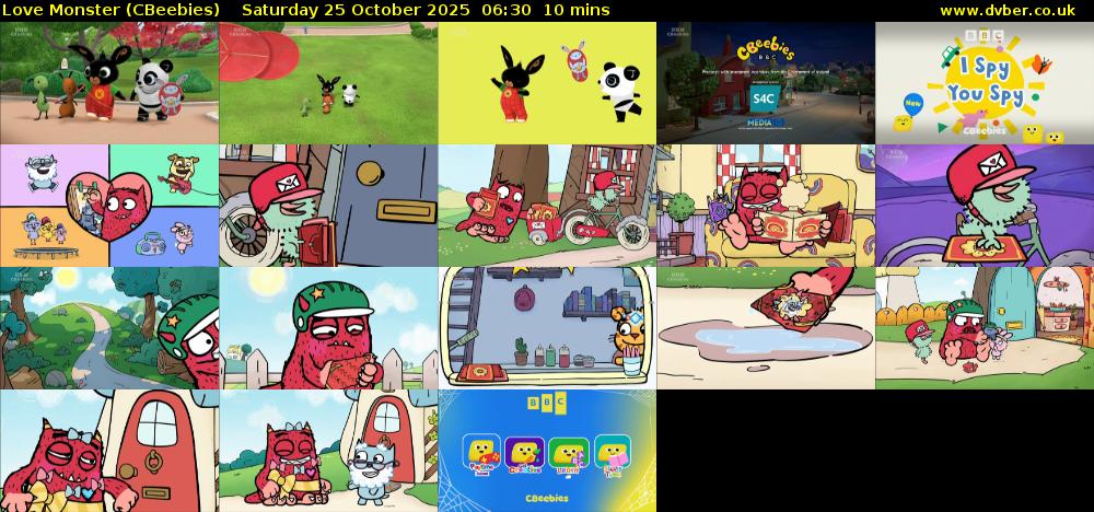 Love Monster (CBeebies) Saturday 25 October 2025 06:30 - 06:40