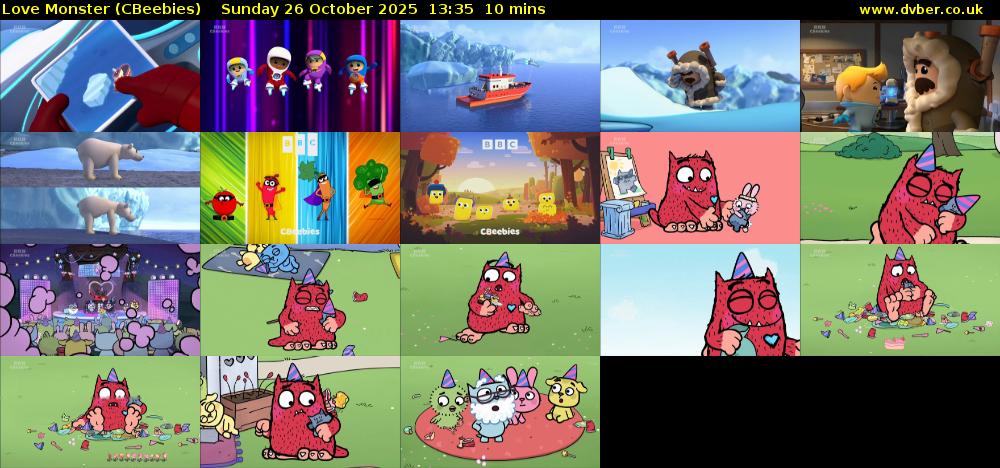 Love Monster (CBeebies) Sunday 26 October 2025 13:35 - 13:45