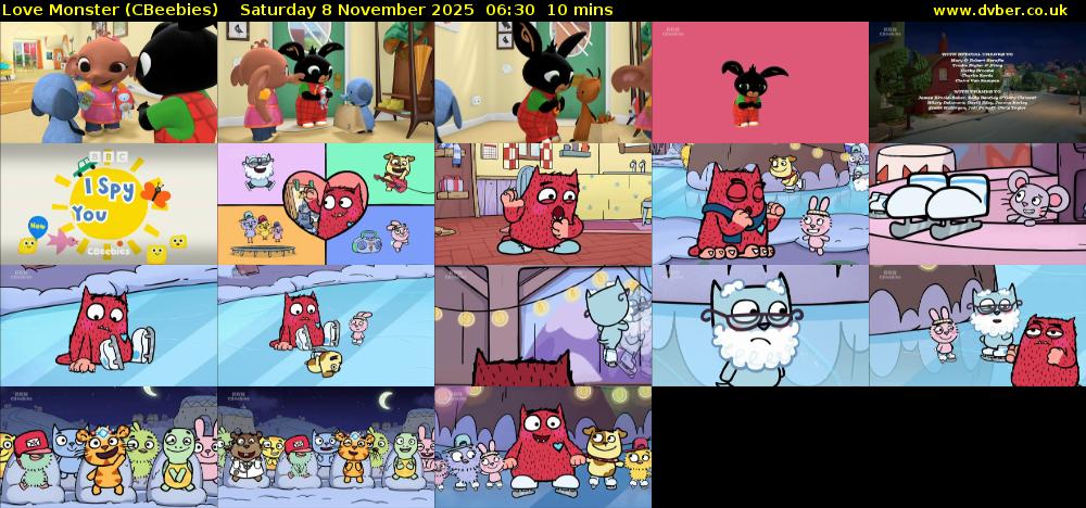 Love Monster (CBeebies) Saturday 8 November 2025 06:30 - 06:40