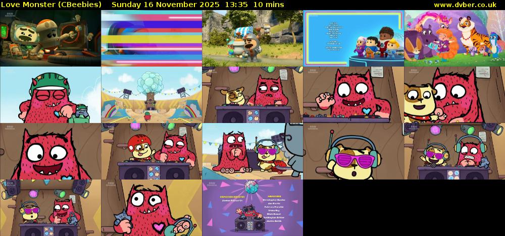 Love Monster (CBeebies) Sunday 16 November 2025 13:35 - 13:45
