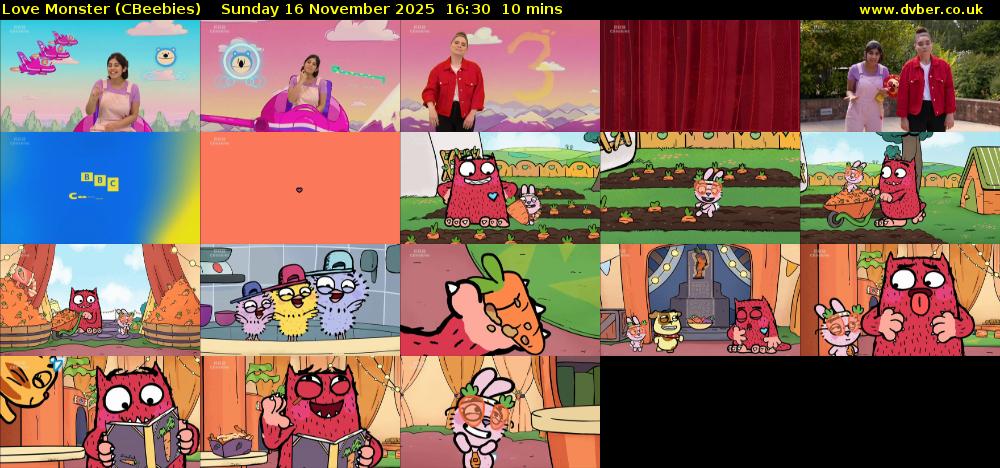 Love Monster (CBeebies) Sunday 16 November 2025 16:30 - 16:40