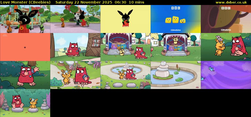 Love Monster (CBeebies) Saturday 22 November 2025 06:30 - 06:40