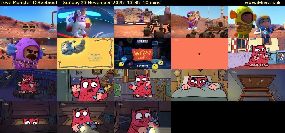Love Monster (CBeebies) Sunday 23 November 2025 13:35 - 13:45