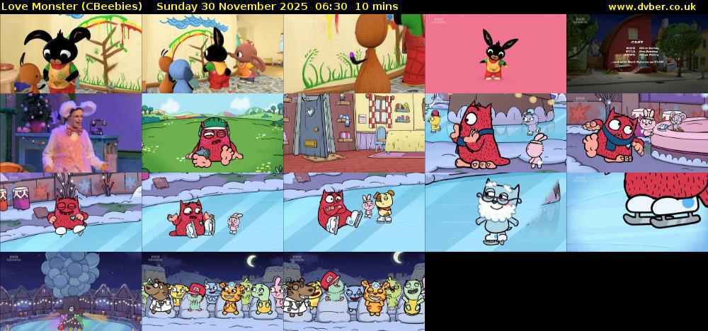 Love Monster (CBeebies) Sunday 30 November 2025 06:30 - 06:40