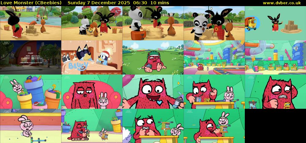 Love Monster (CBeebies) Sunday 7 December 2025 06:30 - 06:40