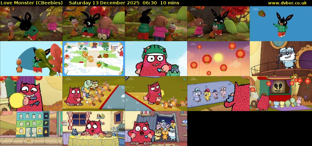 Love Monster (CBeebies) Saturday 13 December 2025 06:30 - 06:40