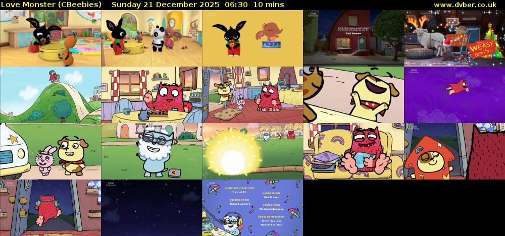 Love Monster (CBeebies) Sunday 21 December 2025 06:30 - 06:40