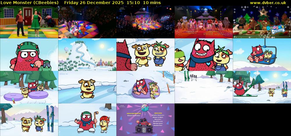 Love Monster (CBeebies) Friday 26 December 2025 15:10 - 15:20