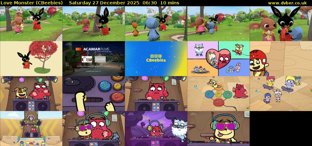 Love Monster (CBeebies) Saturday 27 December 2025 06:30 - 06:40