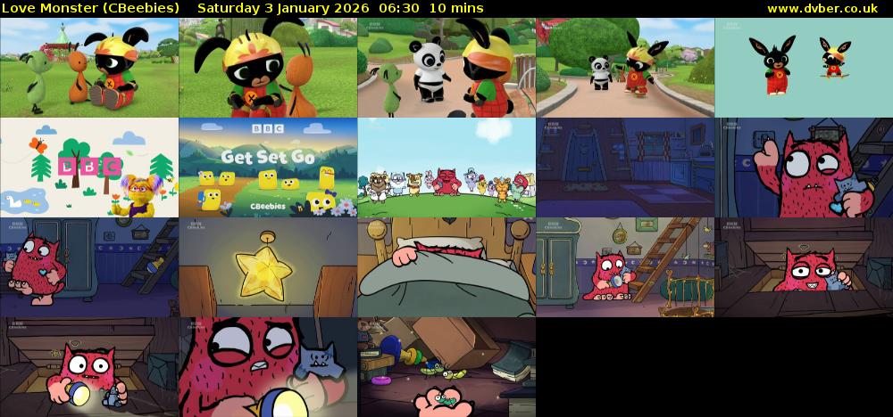 Love Monster (CBeebies) Saturday 3 January 2026 06:30 - 06:40
