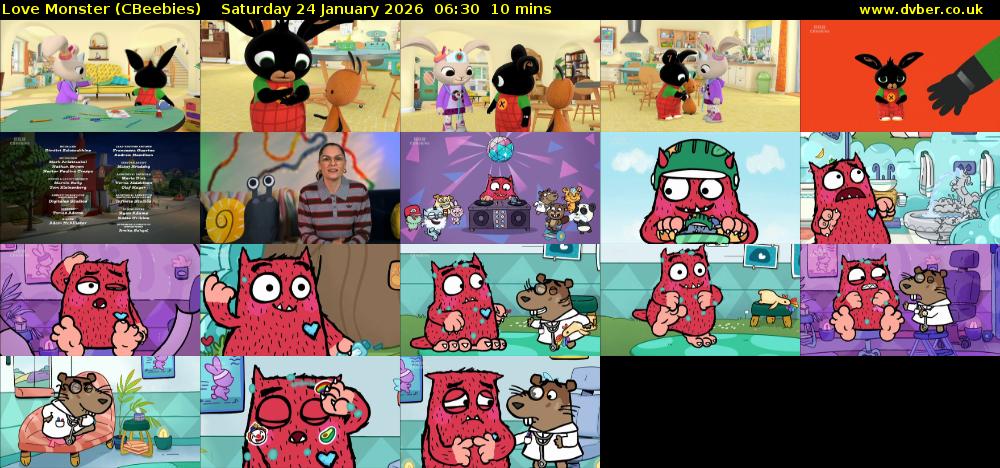 Love Monster (CBeebies) Saturday 24 January 2026 06:30 - 06:40