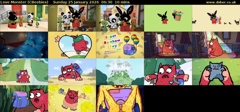 Love Monster (CBeebies) Sunday 25 January 2026 06:30 - 06:40