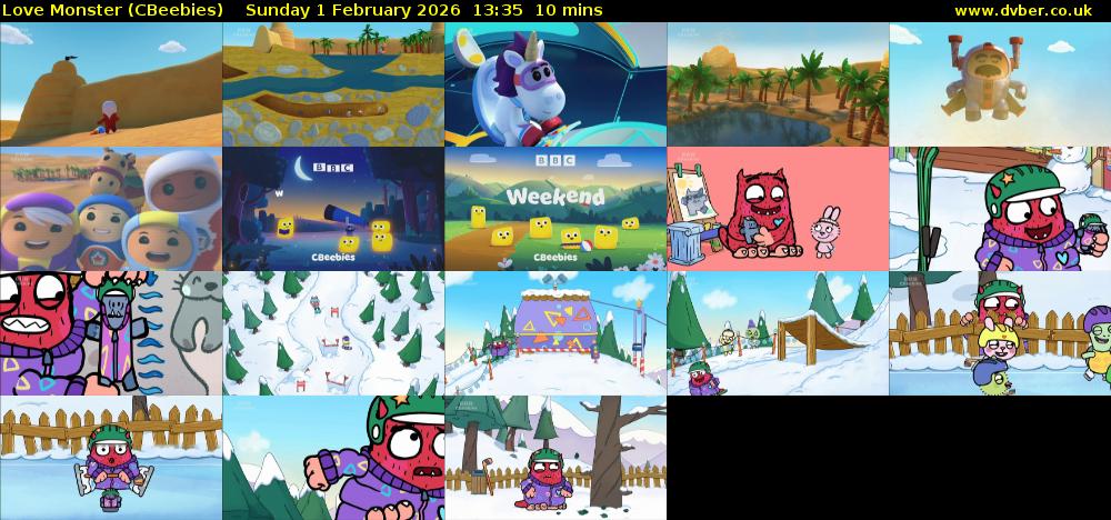 Love Monster (CBeebies) Sunday 1 February 2026 13:35 - 13:45