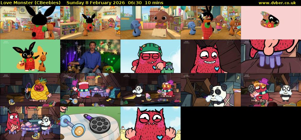 Love Monster (CBeebies) Sunday 8 February 2026 06:30 - 06:40