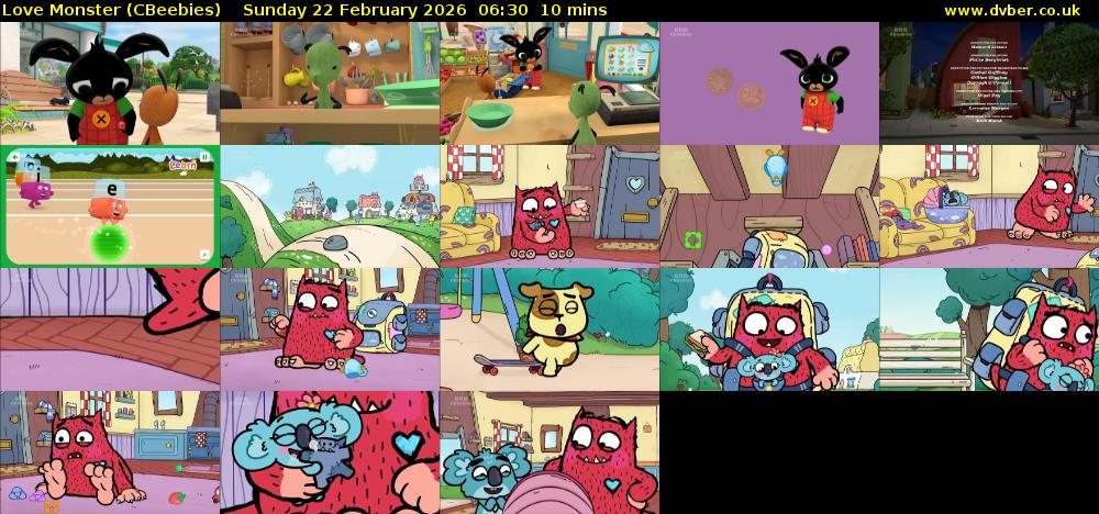 Love Monster (CBeebies) Sunday 22 February 2026 06:30 - 06:40