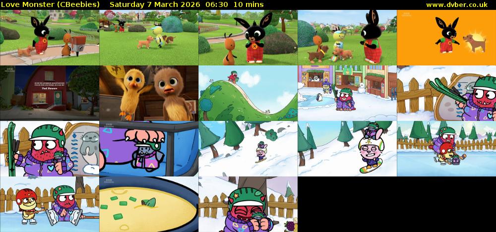 Love Monster (CBeebies) Saturday 7 March 2026 06:30 - 06:40