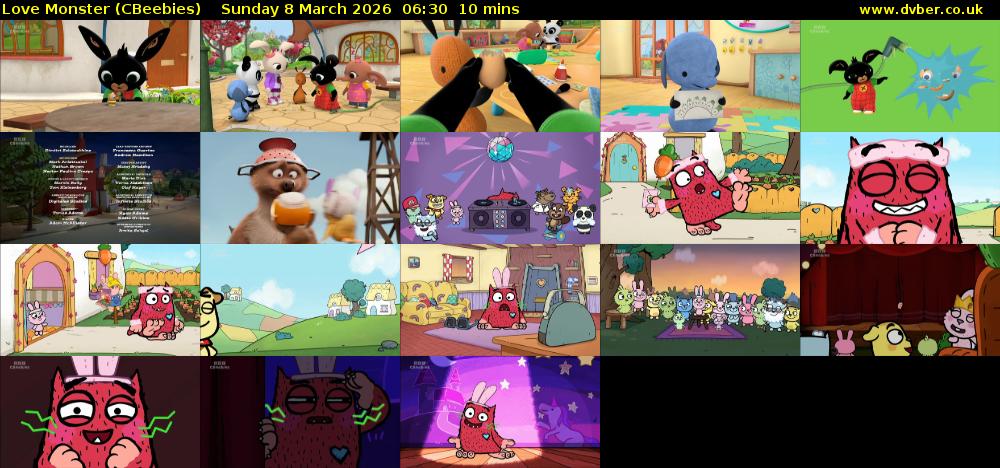 Love Monster (CBeebies) Sunday 8 March 2026 06:30 - 06:40