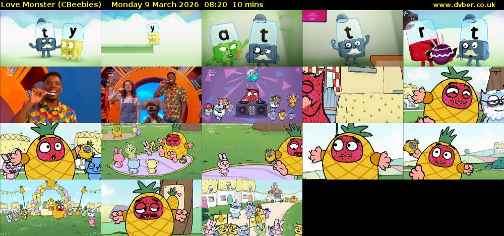 Love Monster (CBeebies) Monday 9 March 2026 08:20 - 08:30