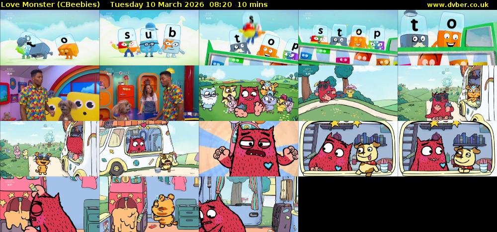 Love Monster (CBeebies) Tuesday 10 March 2026 08:20 - 08:30