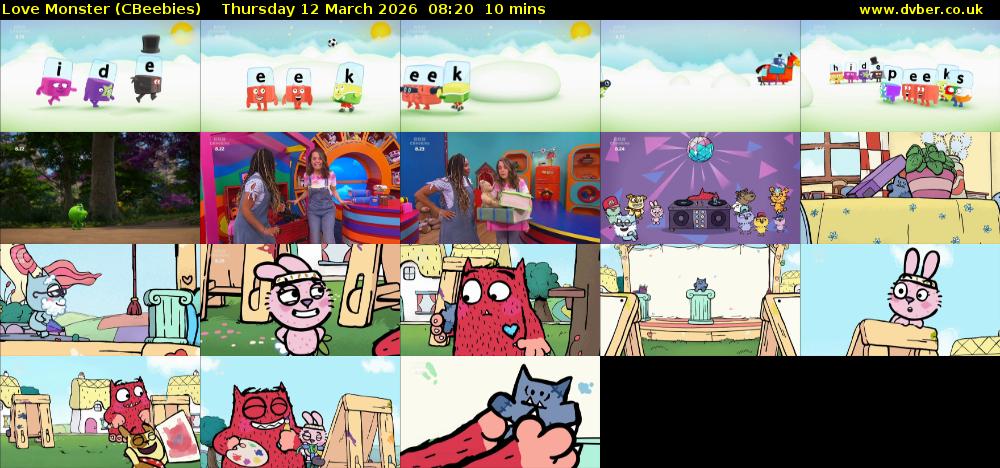 Love Monster (CBeebies) Thursday 12 March 2026 08:20 - 08:30